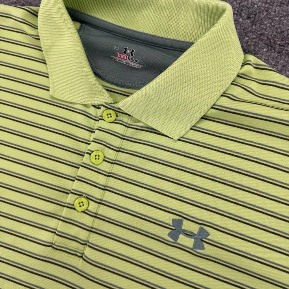 Under Armour Polo Shirt Mens LG Classic Polyester Performance Green Short Sleeve
